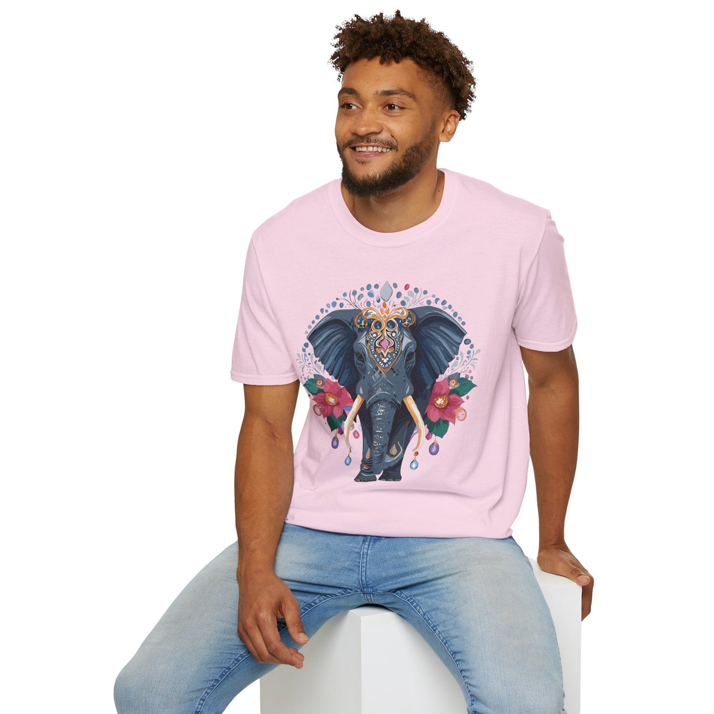 Elephant Graphic T Shirt Unisex Cotton Tee Softstyle Gildan 64000 Elephant Design