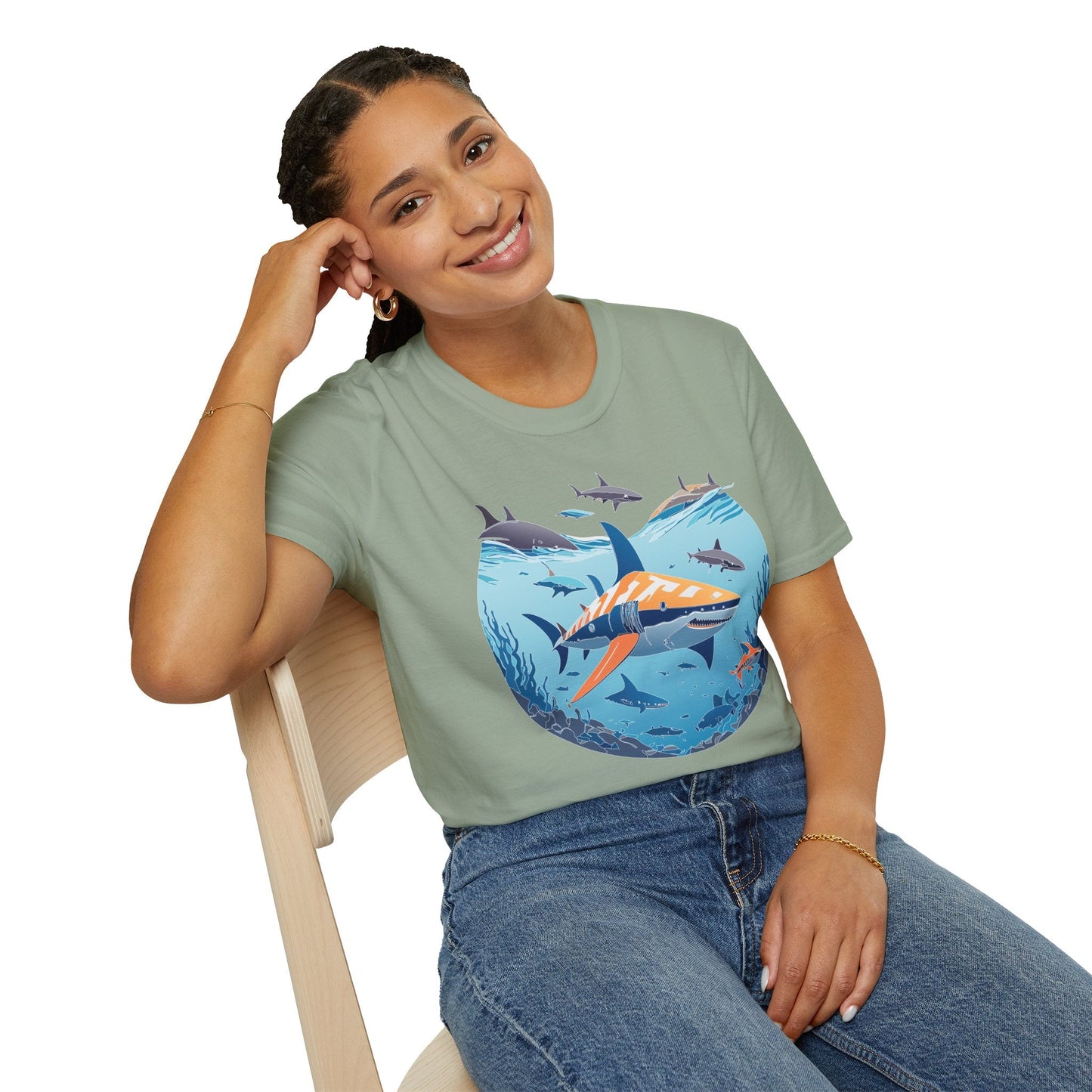 Ocean Tee Shirt Unisex Softstyle Gildan 64000 100 Percent Ring Spun Cotton Breathable U Boat Design