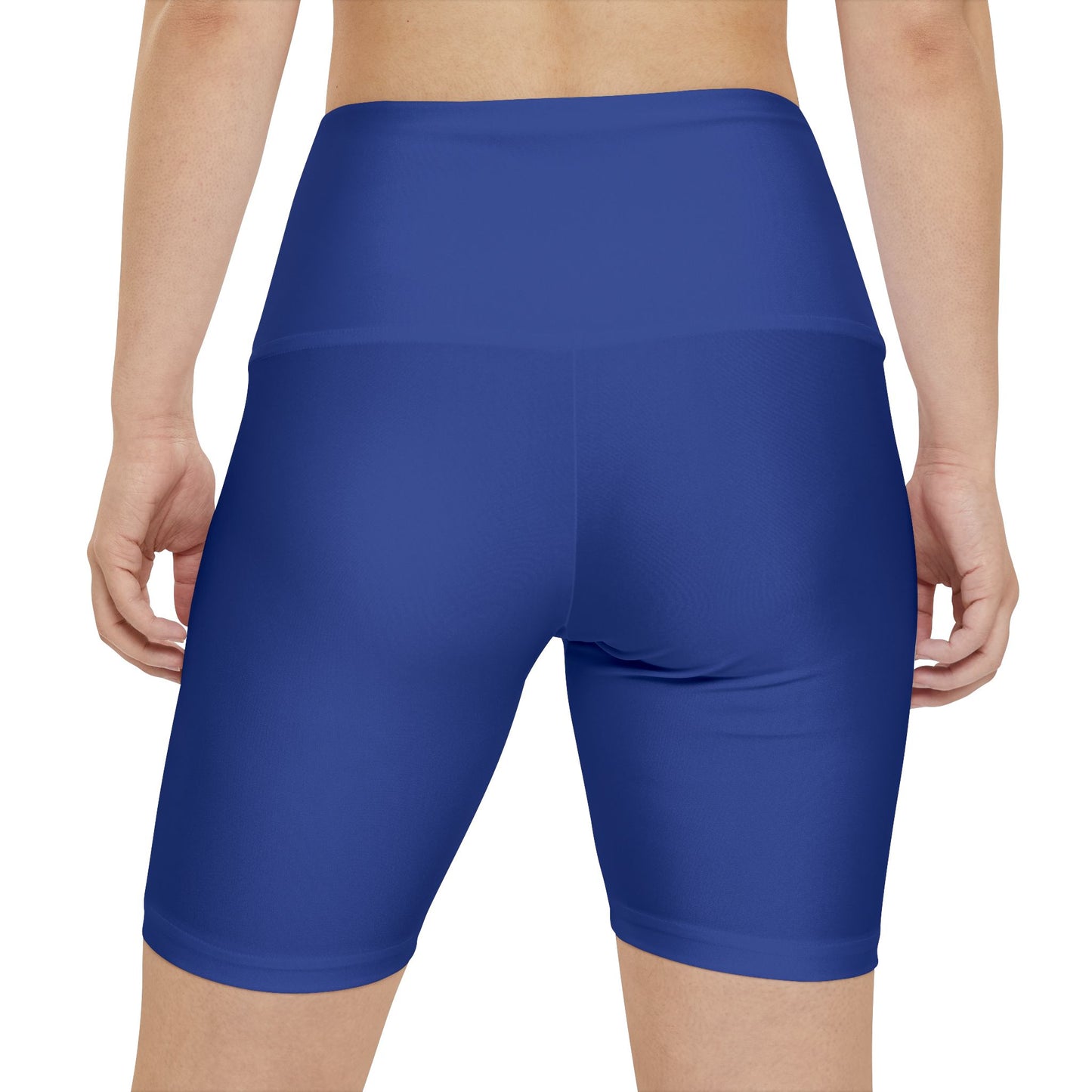 French Blue Grey Women's Workout Shorts — Solid High-Waist Biker Shorts for Exercise & Everyday Wear