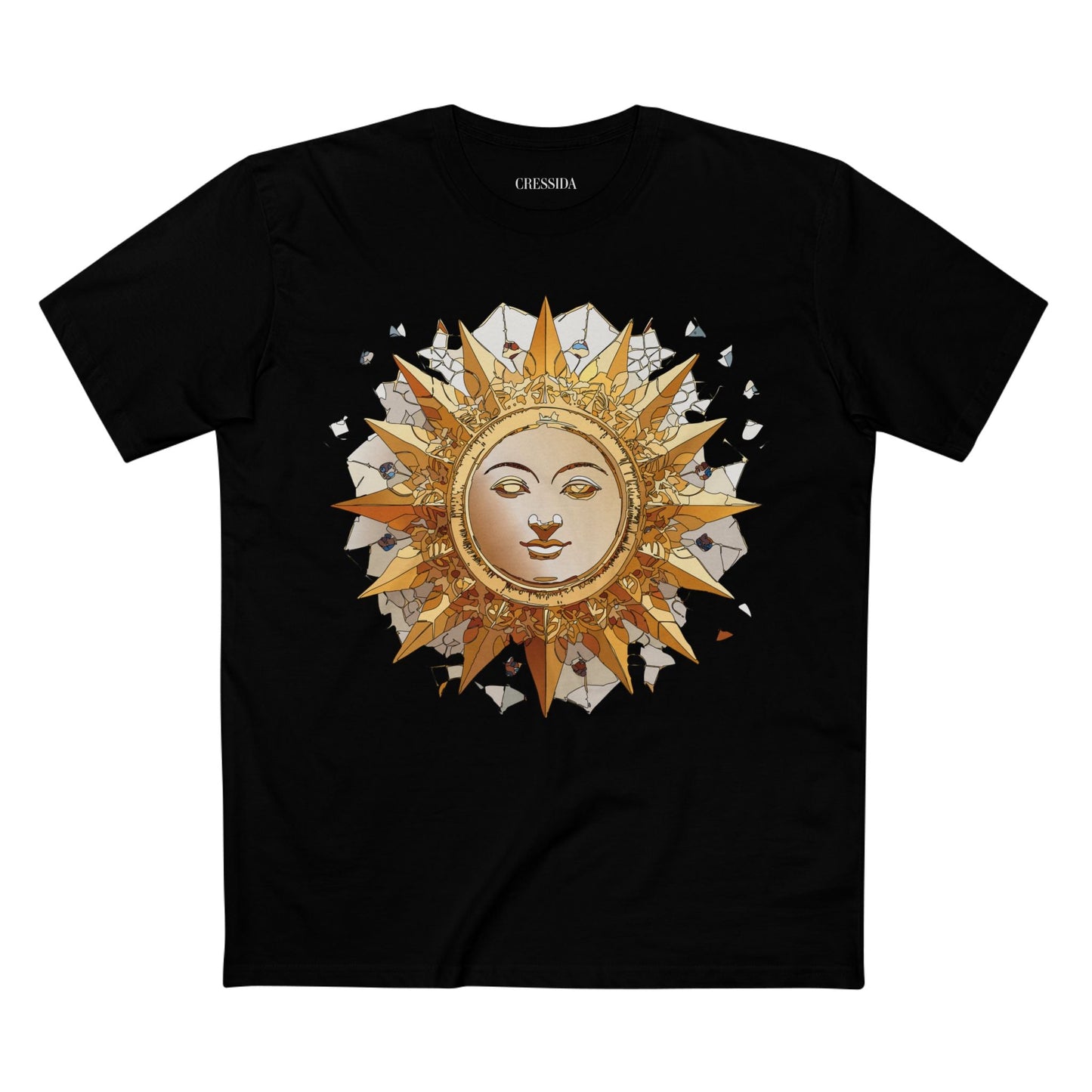 Gold Sun Graphic Unisex 100 Cotton T-Shirt with Golden Art Design 19