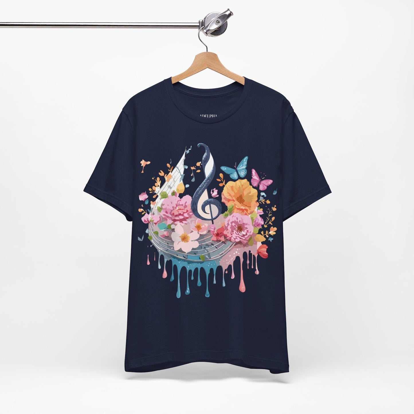 Music Graphic Unisex 100 Cotton Vintage Art with Musical Elements Tee 125