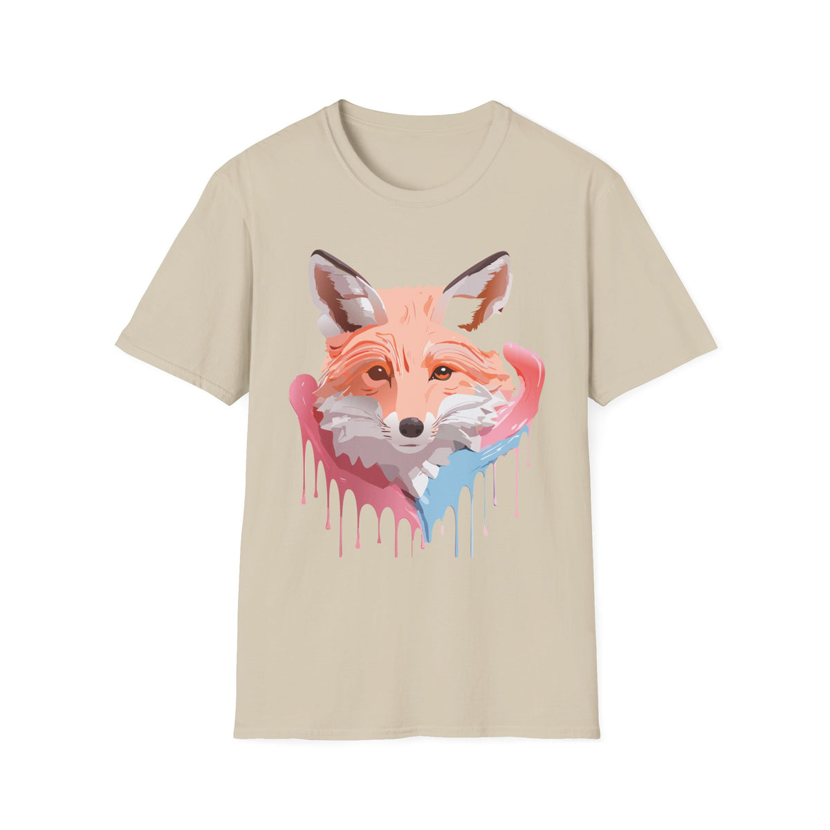 Watercolor Fox Face T-Shirt | Drip Paint Fox Tee