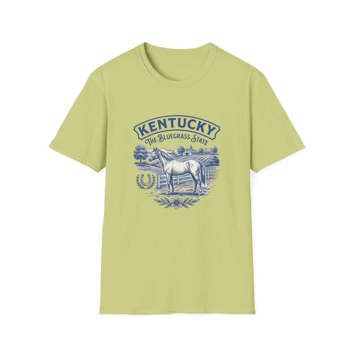 Kentucky Horse & Bluegrass State Travel Tourist Graphic Design Unisex 100 Cotton Gildan T-Shirt