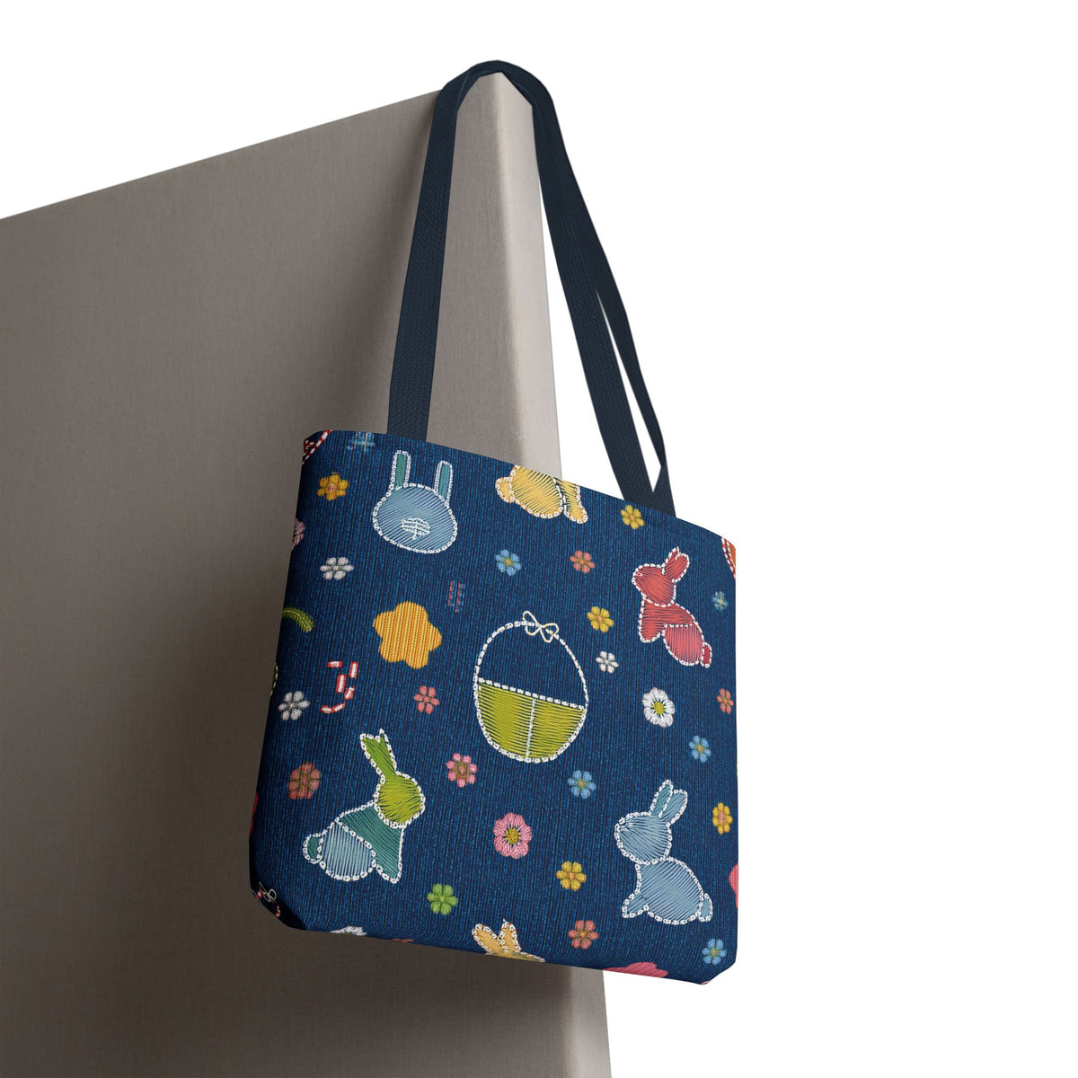 Easter Graphic Design Denim Fabric Imitation Print Unisex Canvas Bag Poly Spun 3 Sizes Tote Bag 204-8