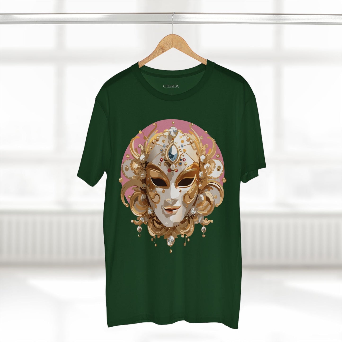 Carnival Mask Graphic T-Shirt Unisex 100 Cotton With Antique Gold Art Design Tee 13