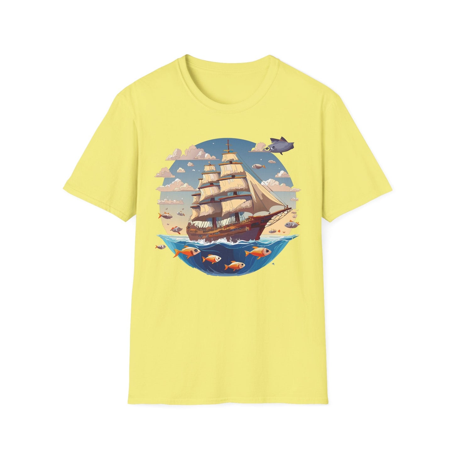 Nautical Ship Frigate Vessel T Shirt Unisex Premium Softstyle Cotton Tee Gildan 64000