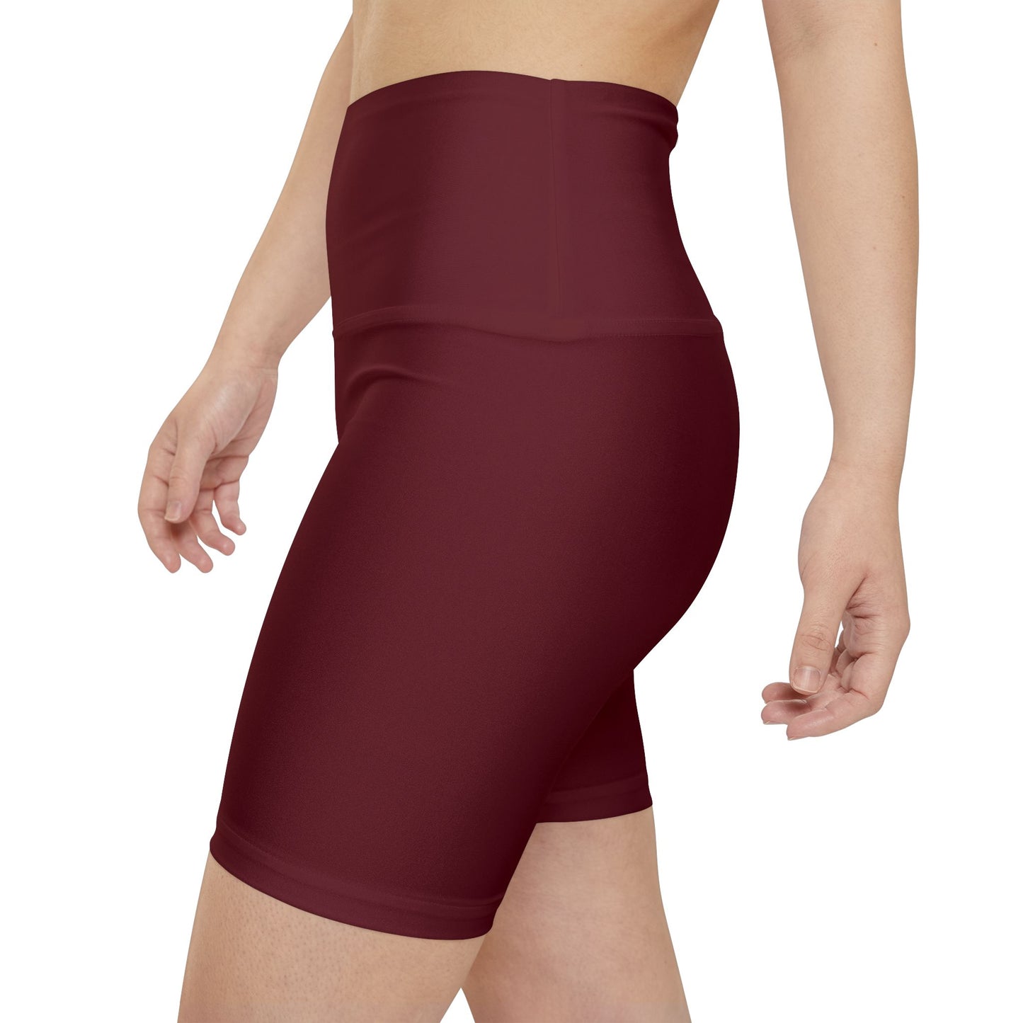 Black Cherry Red Women’s High-Waist Workout Shorts — Burgundy Athletic Biker Shorts