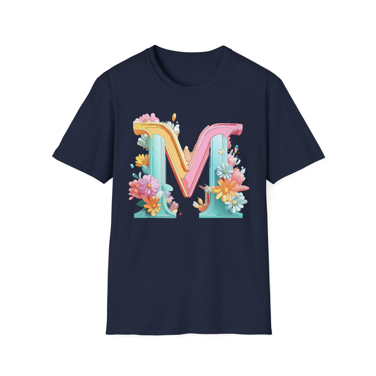 Floral Pastel Letter M T-Shirt | Monogram Initial Tee