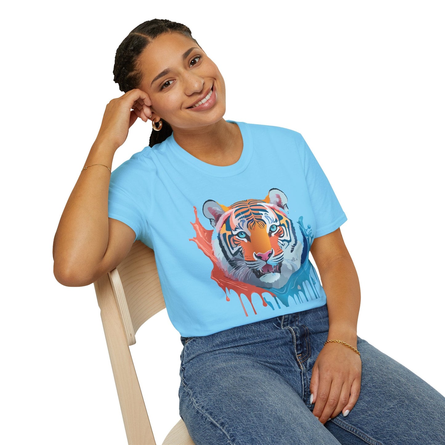 Unisex Tiger Tee Gildan Softstyle Animal Print Shirt Ring Spun Cotton