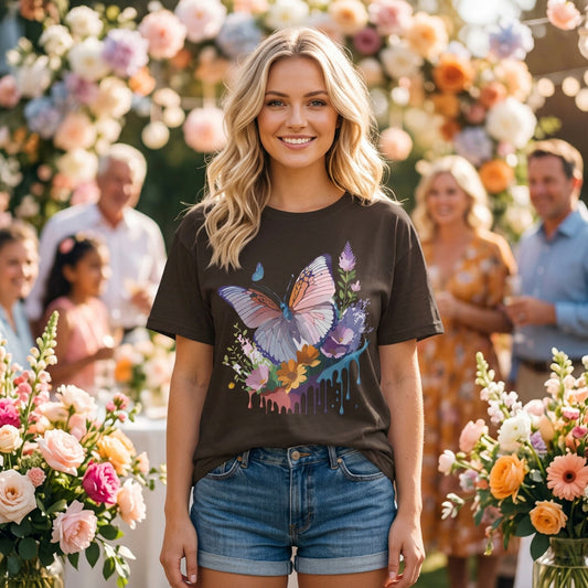 Butterfly Graphic Unisex Cotton Bella+Canvas Tee with Art Design n85