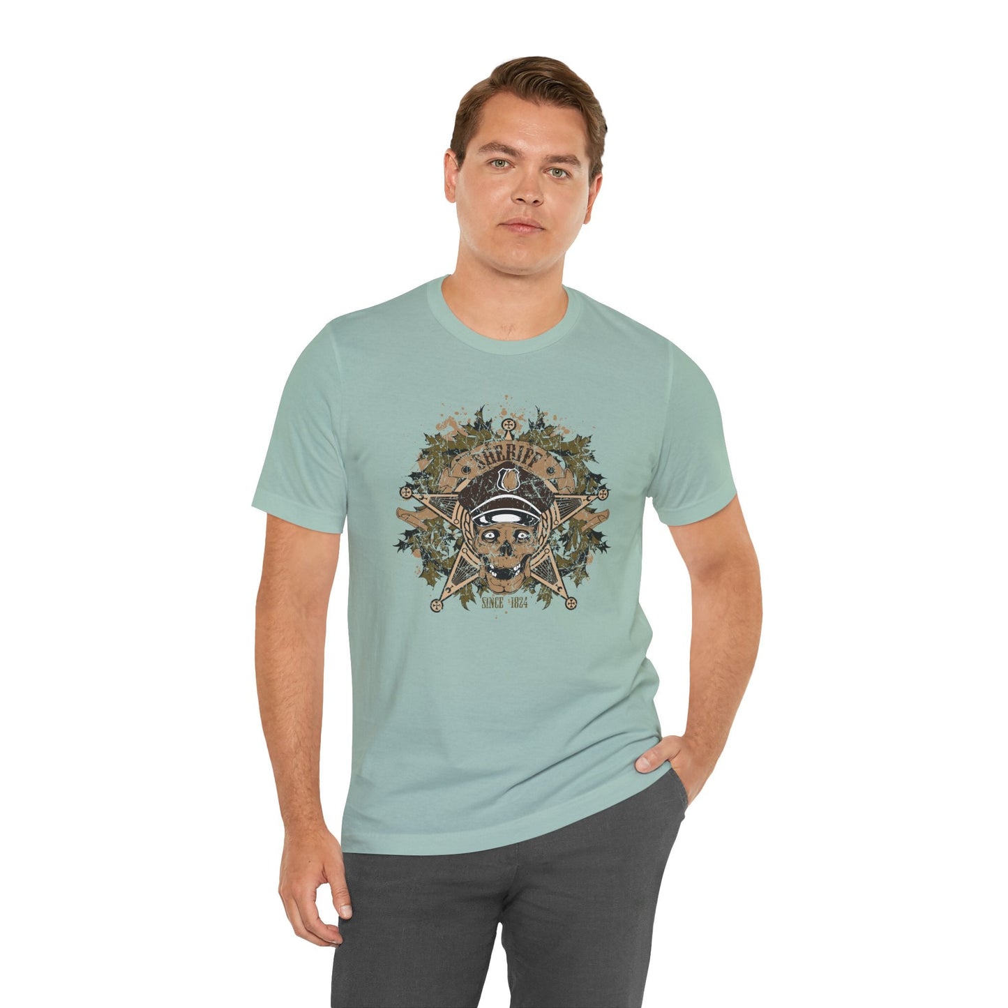 Skull Floral Emblem Graphic Unisex Cotton Tee Art-45