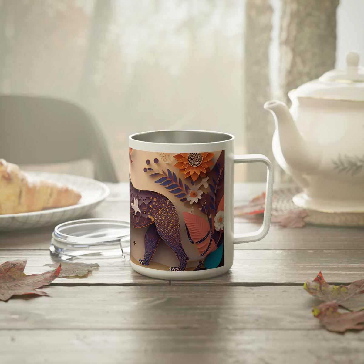 36 Art Design Insulated Coffee Mug Clear Lid 10oz Insulated Coffee Mug 10oz