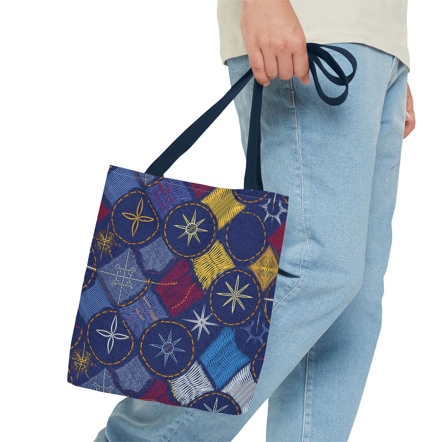 Denim Fabric Imitation Print Unisex Canvas Bag Poly Spun 3 Sizes Tote Bag 183-5