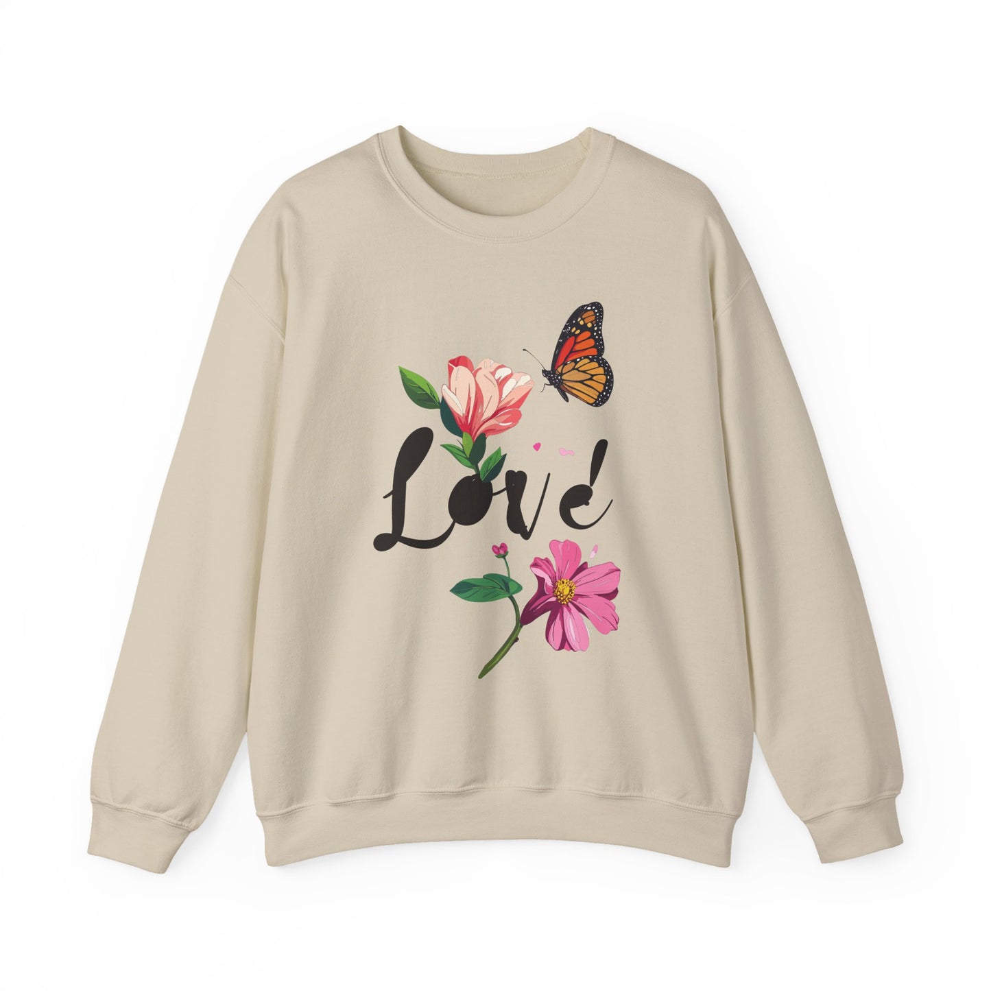 Floral Love Sweatshirt, Floral Butterfly Sweatshirt, Love Sweatshirt, Valentine's Day Sweatshirt, Floral Sweatshirt 120
