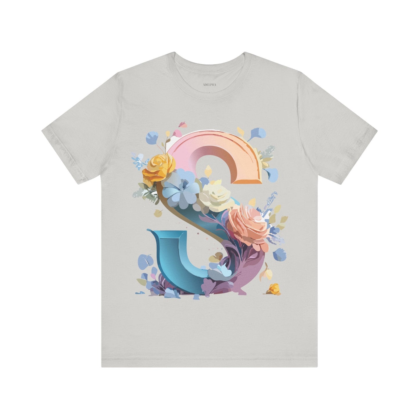 Letter S Graphic Tee Unisex Short Sleeve Shirt Adelpha Vintage Inspired Art Design