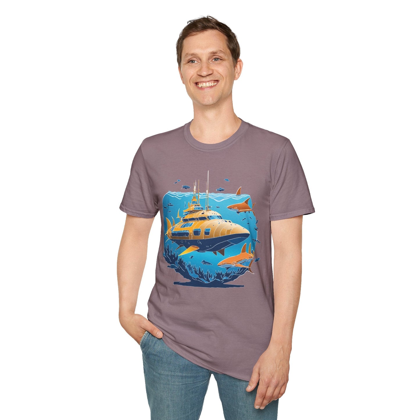 Ocean T Shirt Unisex Gildan Softstyle 64000 100 Percent Cotton Ring Spun U Boat Design Graphic