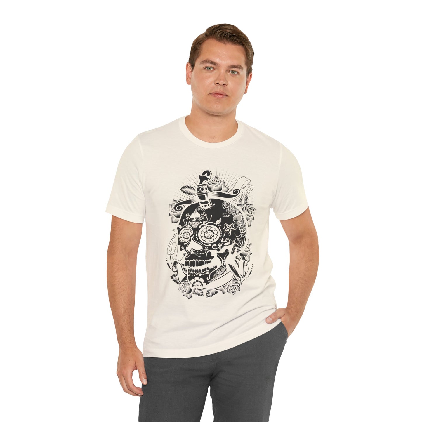 Unisex Cotton Tee Shirt with Skull