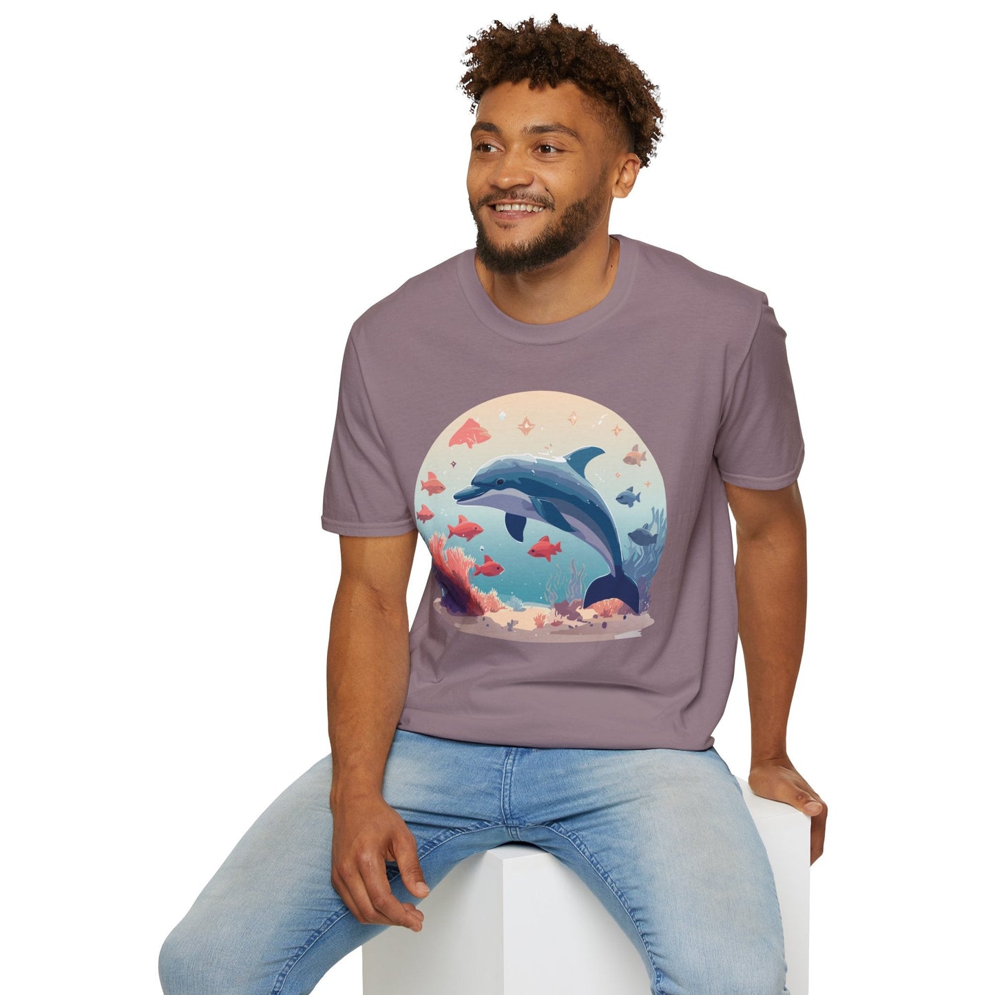Dolphin Shirt Unisex Softstyle Tee 64000 Gildan 100 Percent Ring Spun Cotton For Everyday Comfort