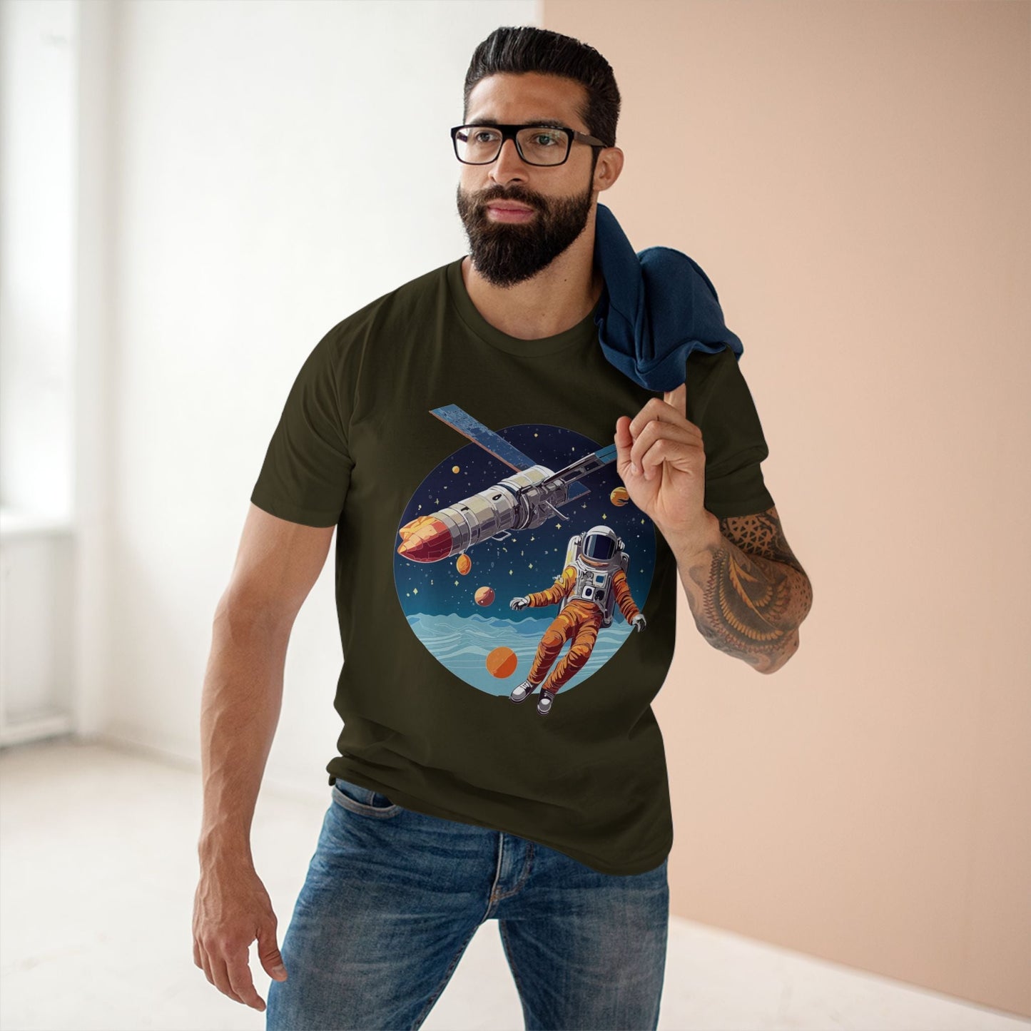 Cosmos Astronaut Shirt Unisex Premium Cotton Art Tee CS 5 Retro2Nova Collection Soft Comfort