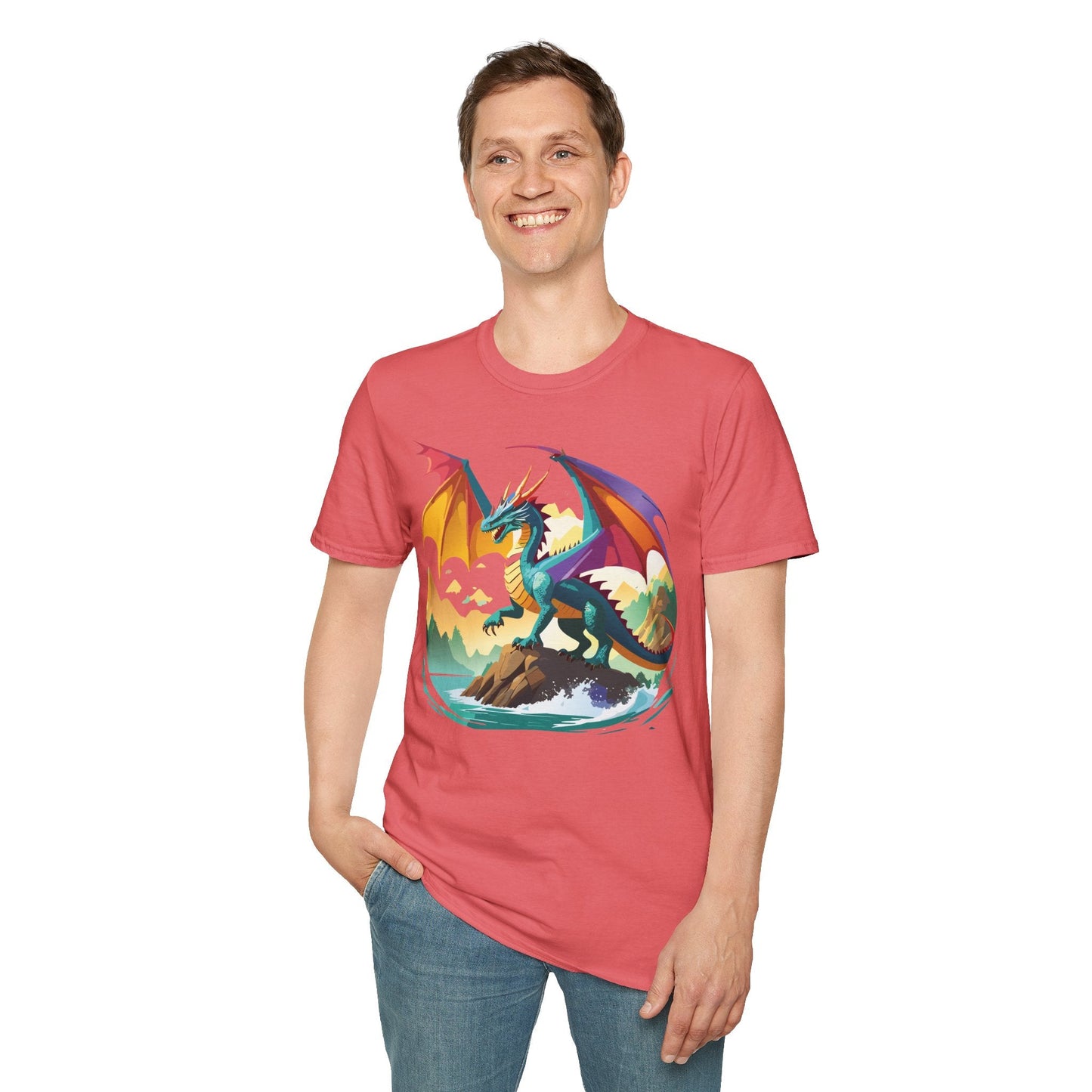Dragon T Shirt Unisex Dragon Shirt Animal Design Softstyle Tee 100 Percent Cotton