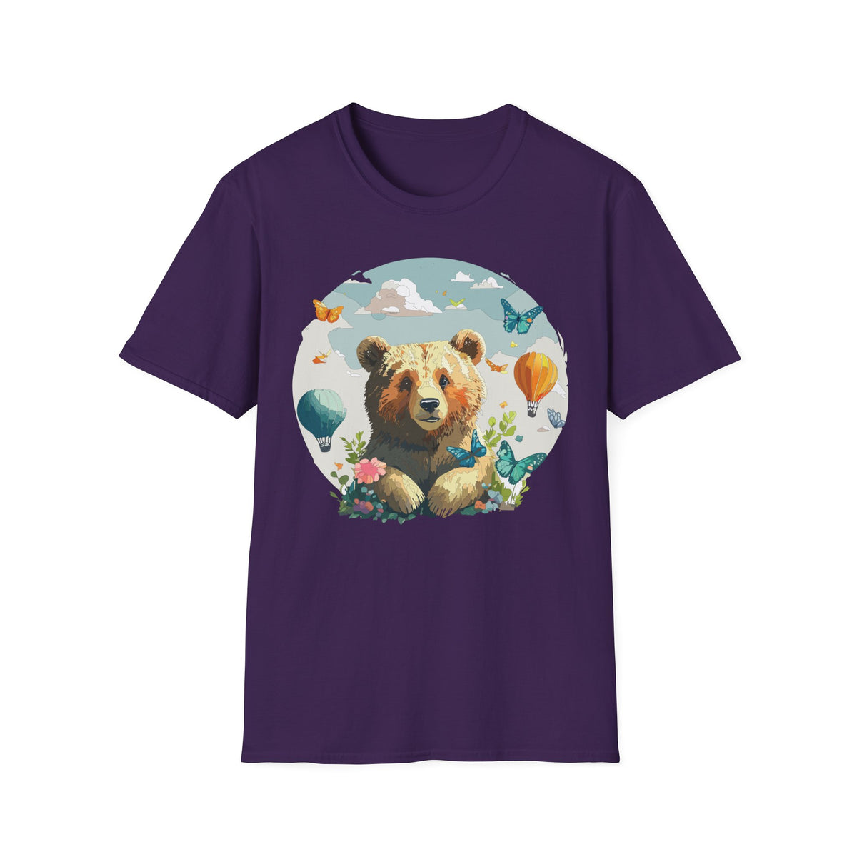 Cute Teddy Bear Balloon Garden Graphic Tee Unisex 100 Cotton Gildan T-Shirt