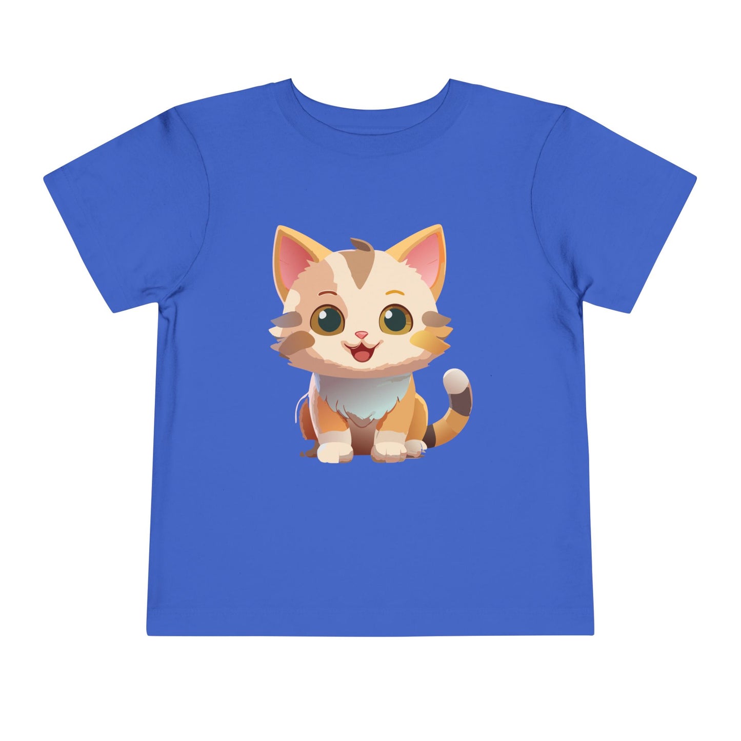 Cute Cat Toddler Short Sleeve Tee - Adorable Kitty Graphic Tee for Kids (2T-5T)