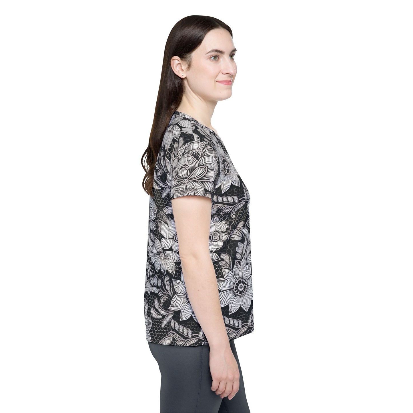 Lace Print Poly Shirt, Poly Shirt with Lace Print, Lace Shirt 6