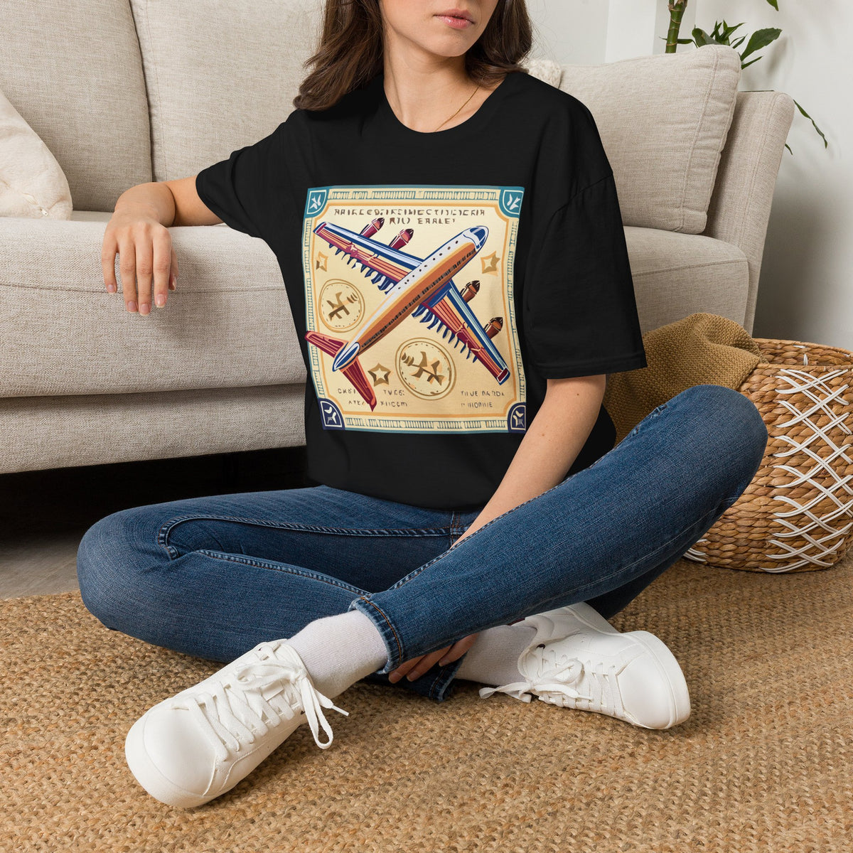 Aviator Vintage Plane T-Shirt — Retro Travel Aircraft Design Travel Post Graphic Design Unisex 100 Cotton Gildan T-Shirt