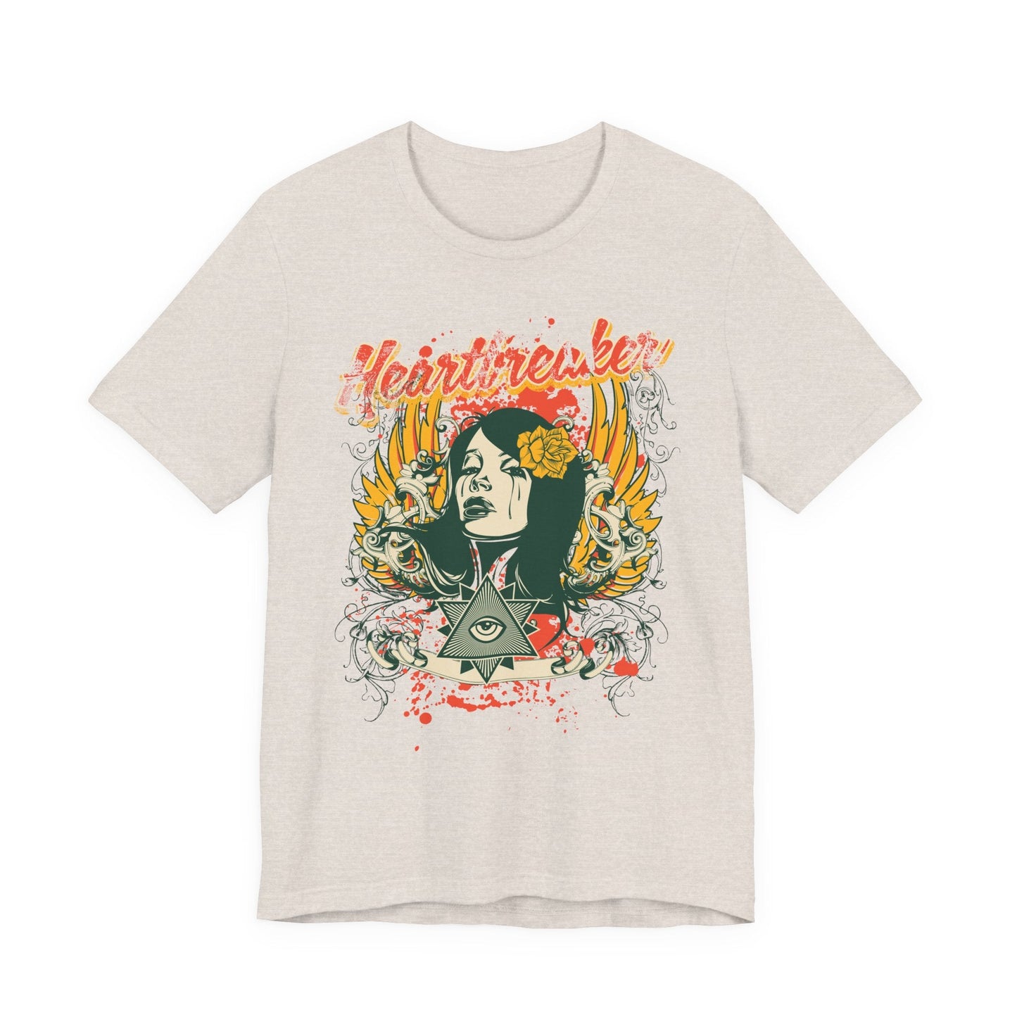 Heartbreaker Illustration Tee Retro Femme Portrait Floral Skull Graphic T-Shirt