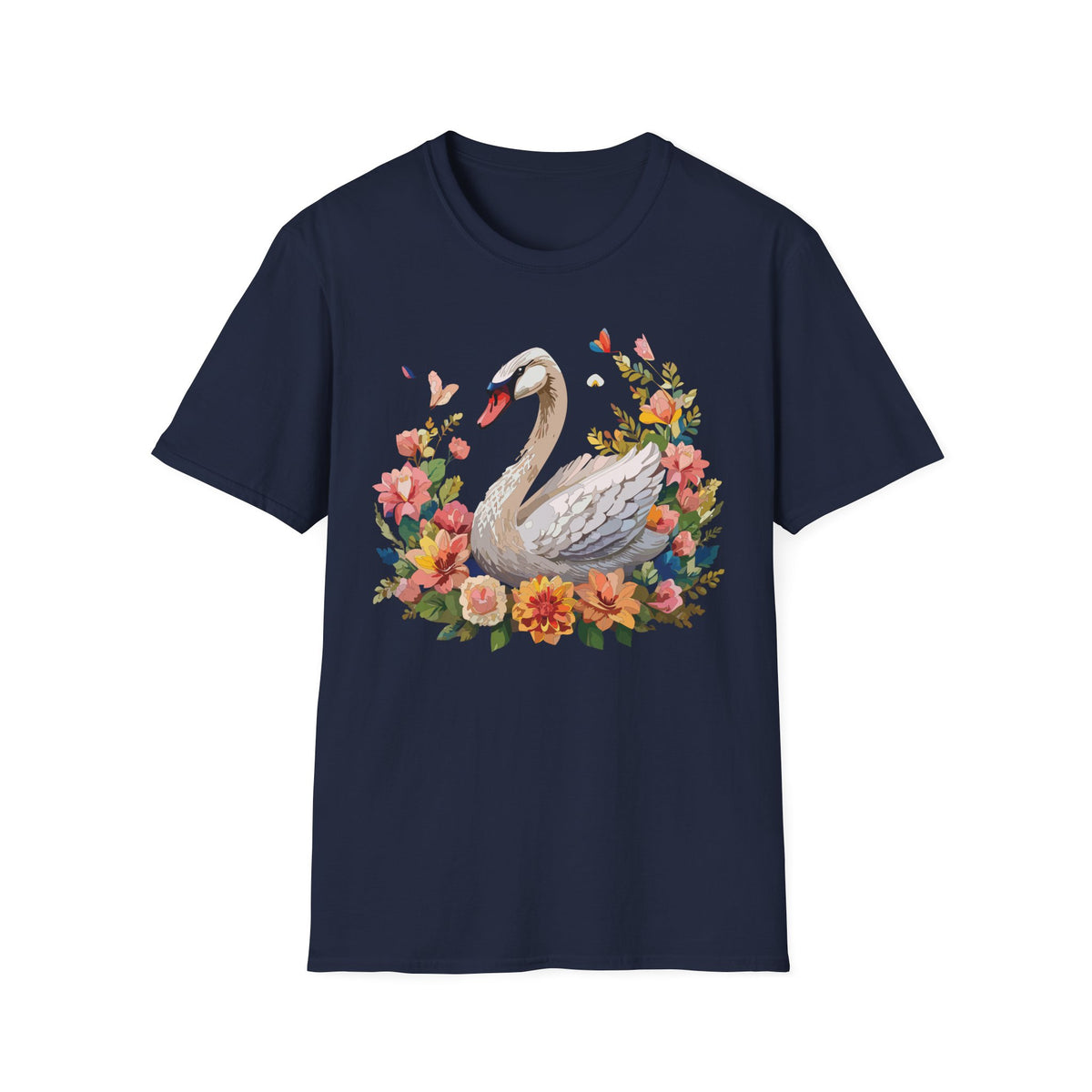 Floral Swan T-Shirt | Swan Illustration Tee, Floral Bird Shirt