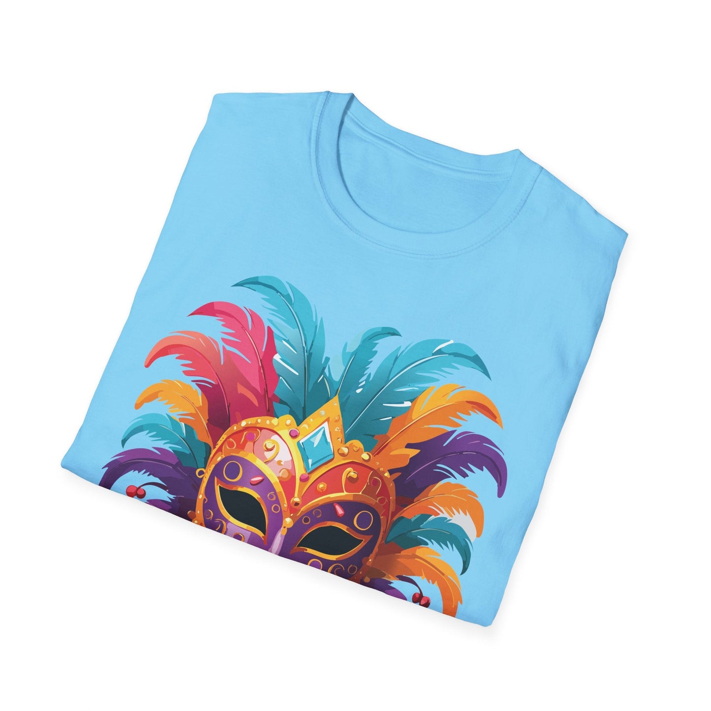 Unisex Gildan Softstyle Mask Tee Shirt With Art Design Casual Everyday Wear Masquerade Tee