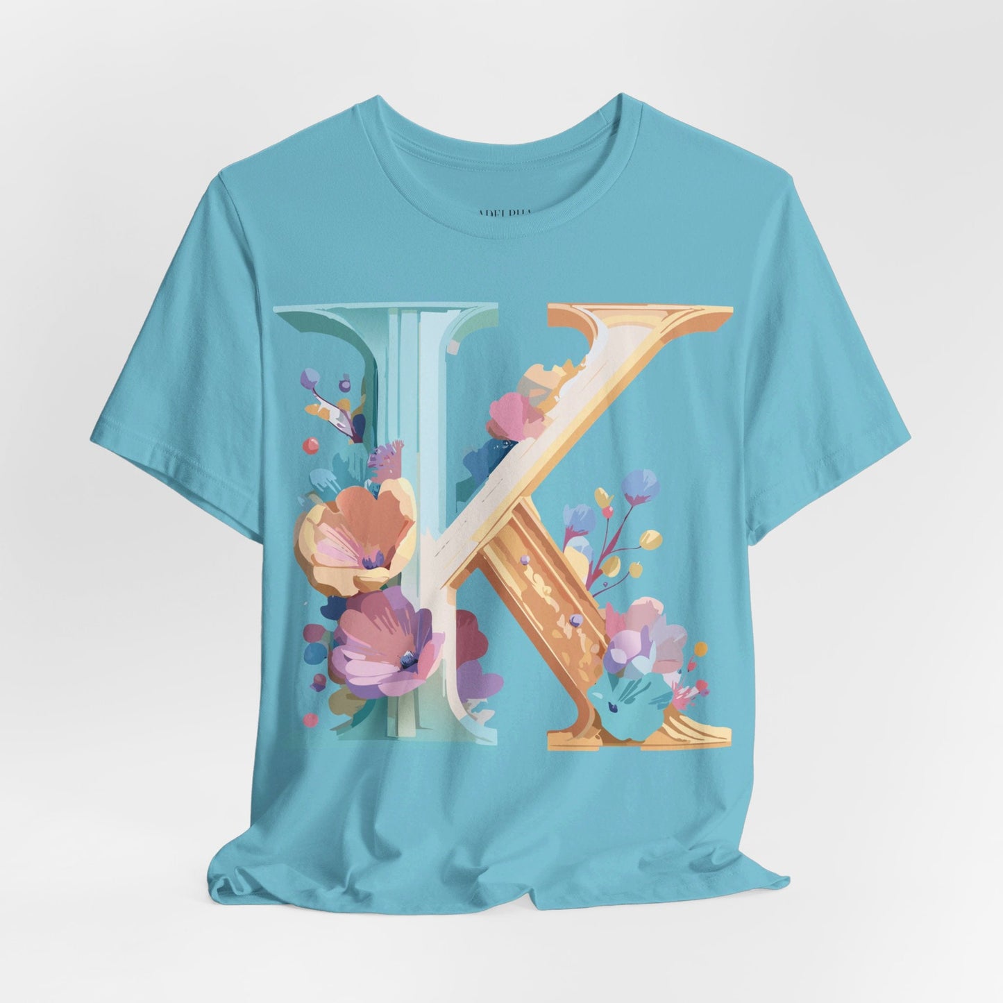 Letter K Graphic Tee Unisex Shirt By Adelpha Vintage Art Design Short Sleeve Collection