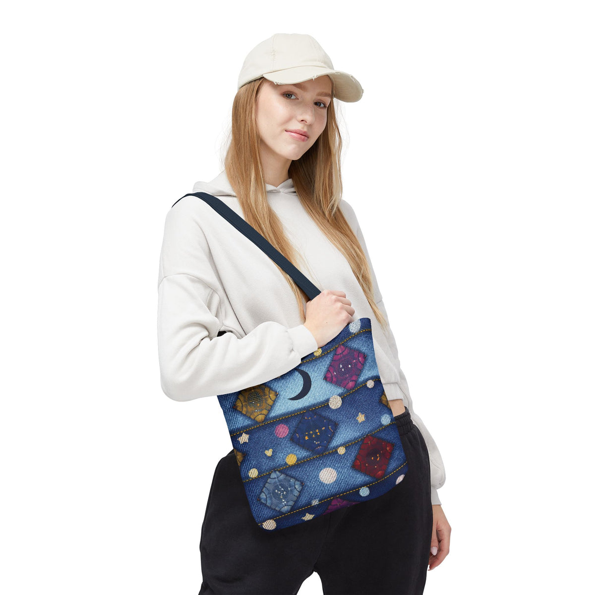 Denim Fabric Imitation Print Unisex Canvas Bag Poly Spun 3 Sizes Tote Bag 183