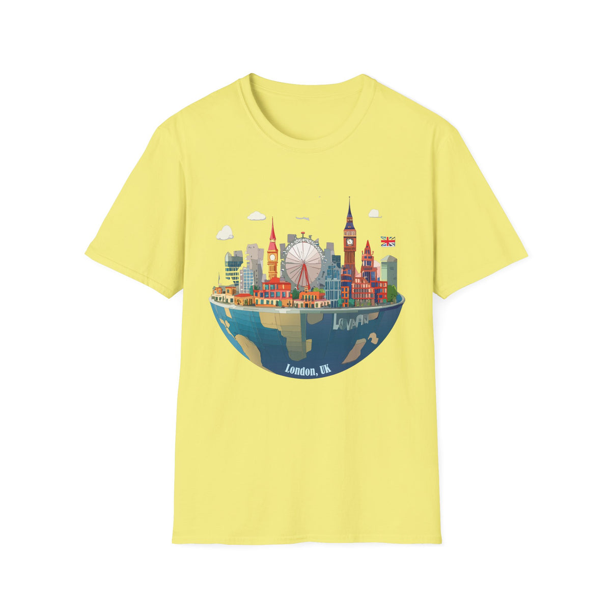 London Skyline Illustration T-Shirt | Big Ben, London Eye, Union Jack