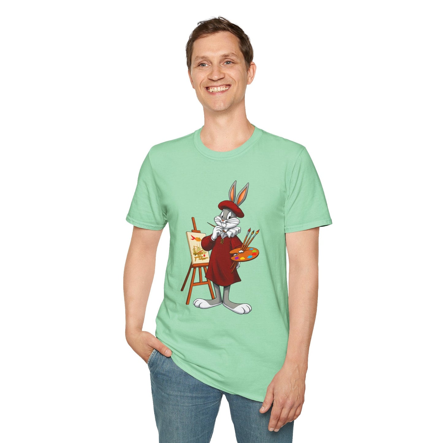 Cartoon Bunny Graphic Unisex Cotton Animal Animation Artwork Design Tee 8