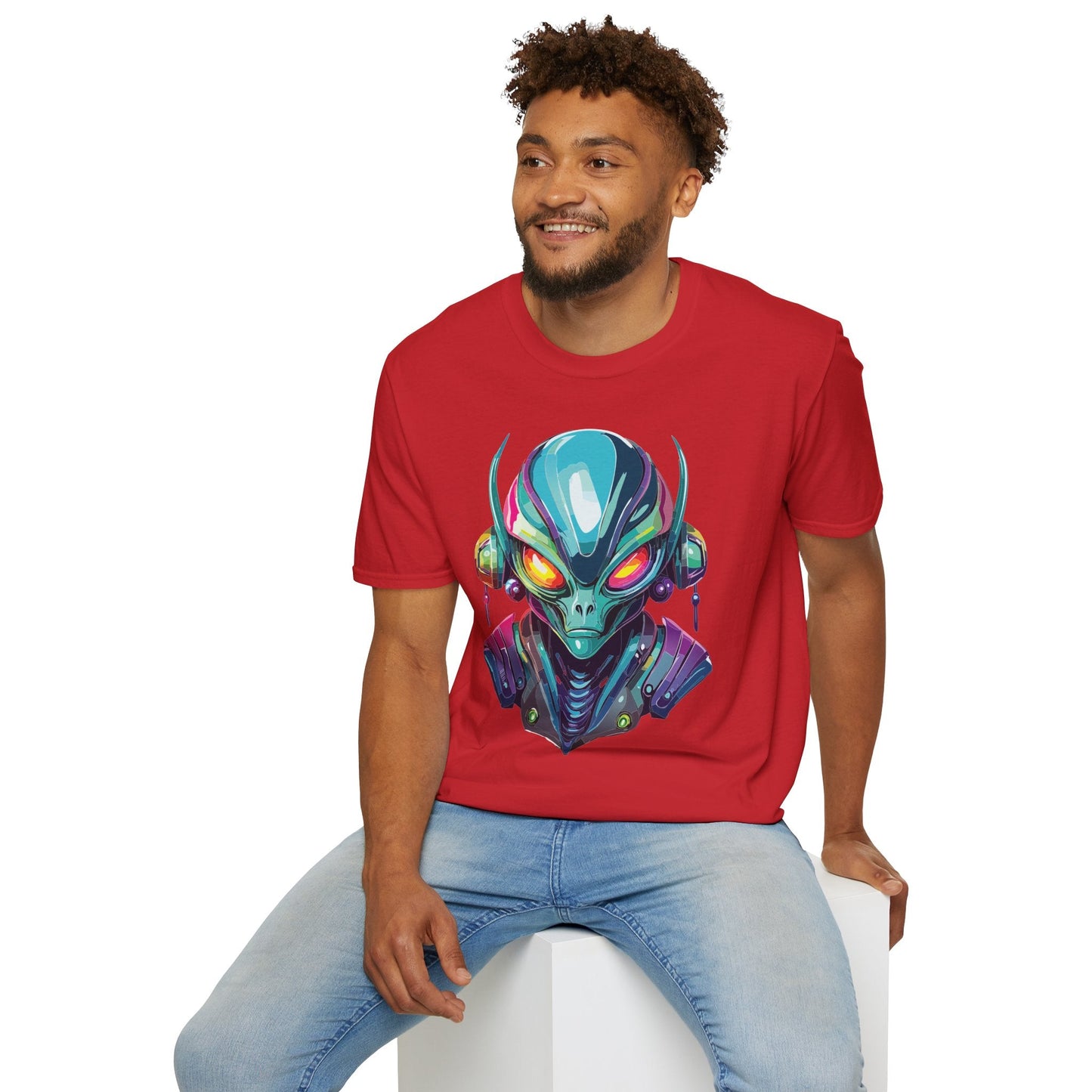 Alien Graphic Unisex Cotton Softstyle UFO Artwork Tee 1