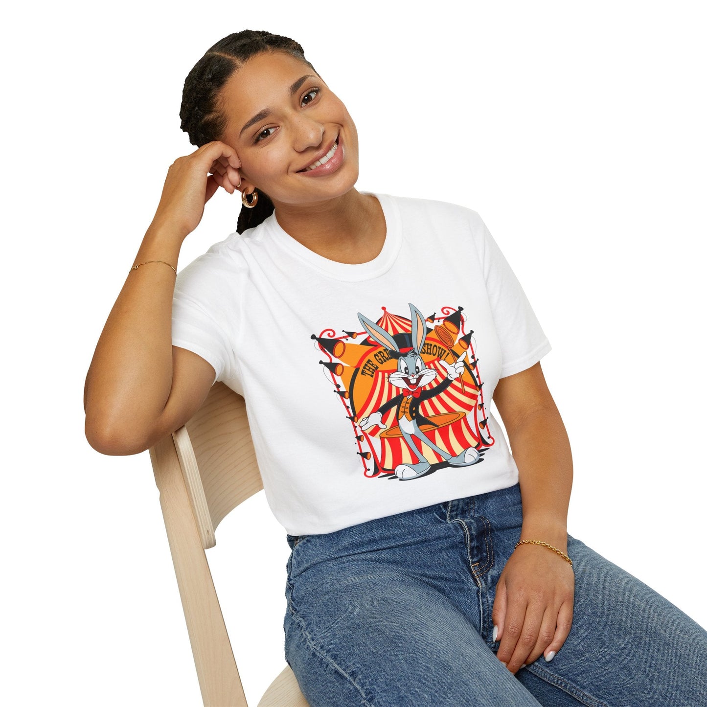 Bugs Bunny Unisex Shirt Gildan Softstyle Tee Cartoon Graphic Design 100 Percent Cotton