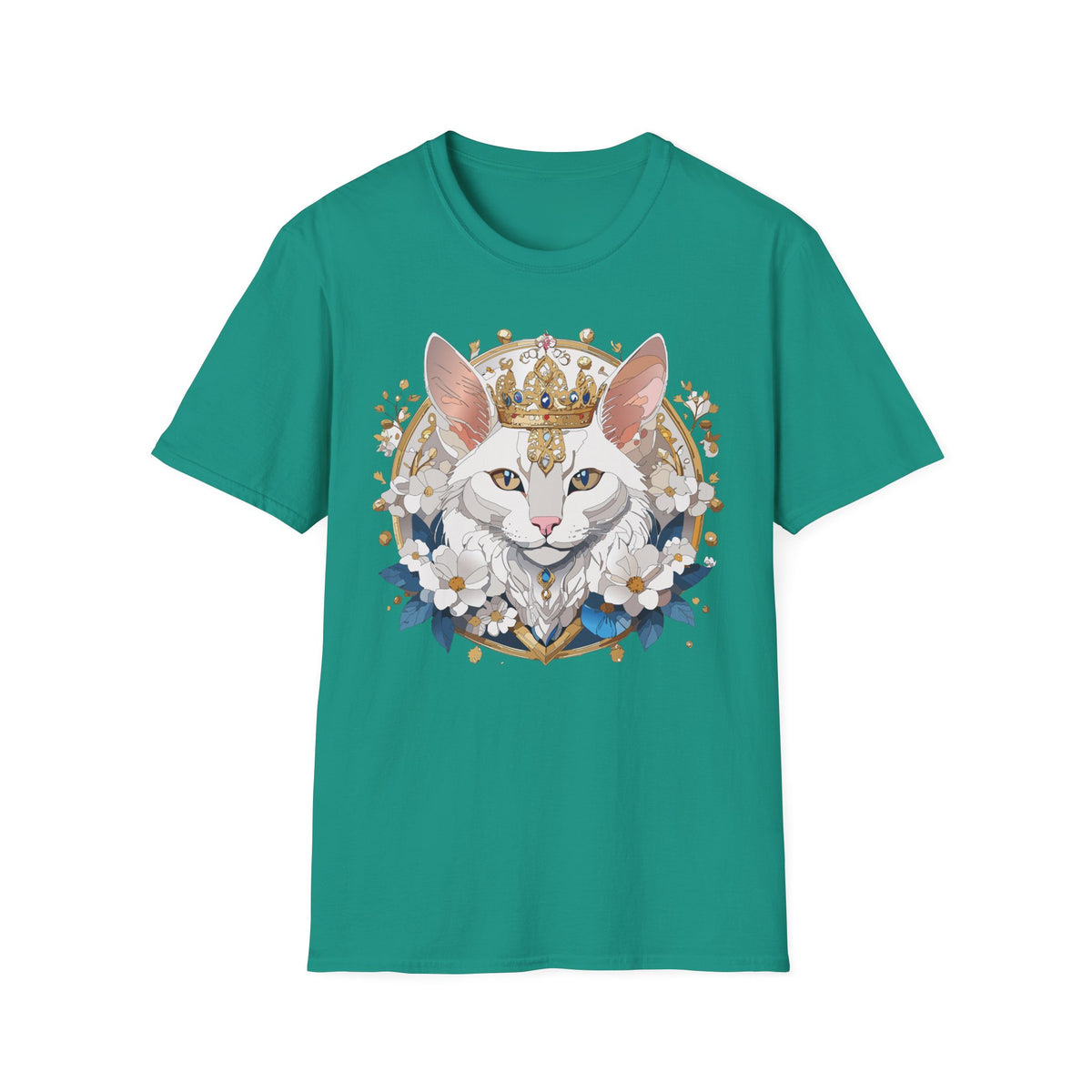 Regal Cat Crown T-Shirt | Crowned Kitty Illustration Tee