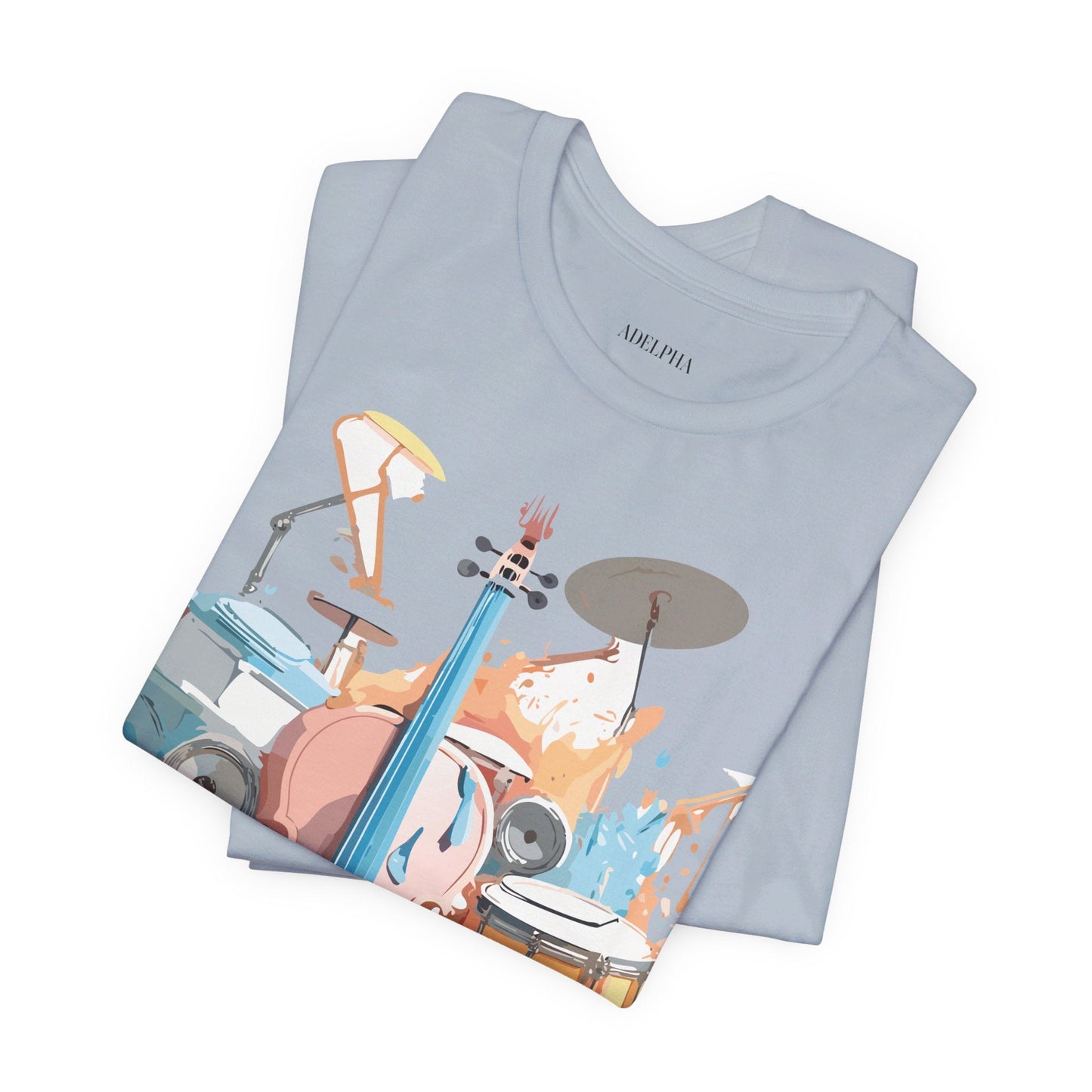 Music Graphic Unisex 100 Cotton Vintage Art with Musical Elements Tee 74