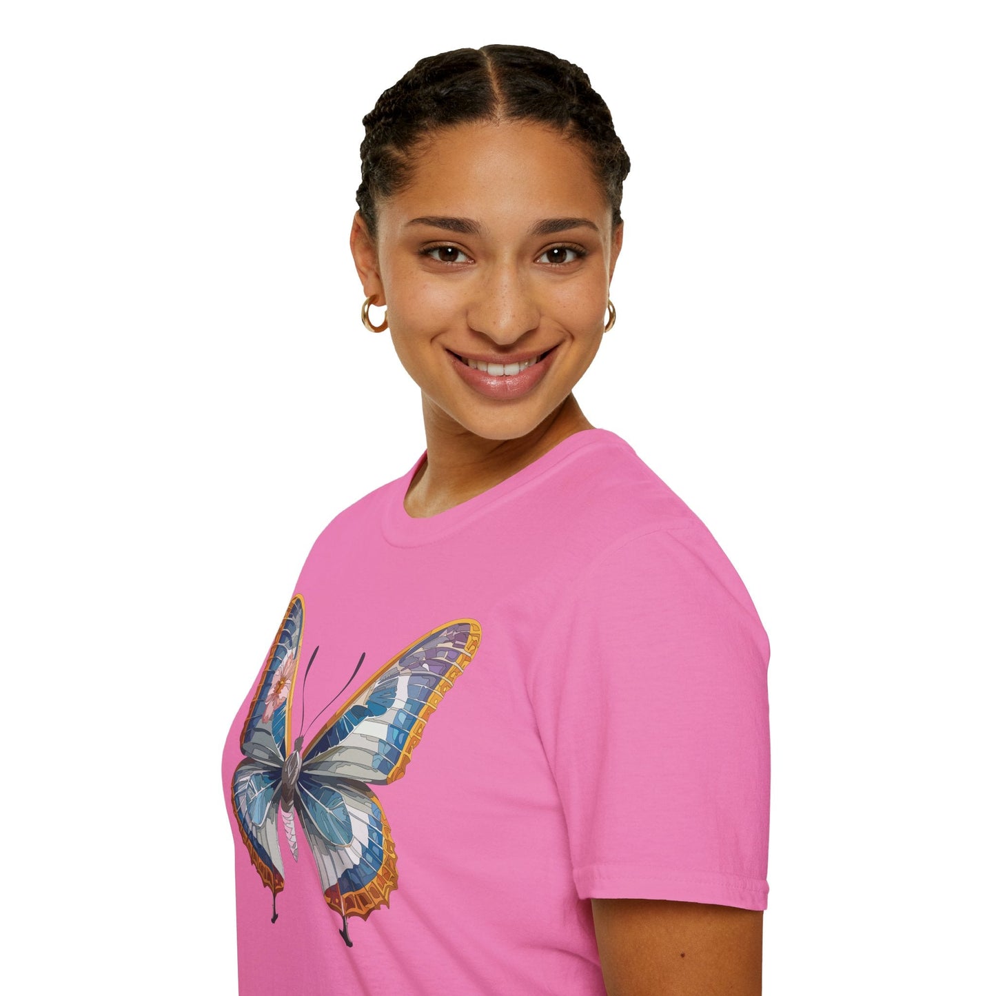 Unisex Butterfly Shirt Softstyle Tee 100 Percent Ring Spun Cotton Monarch Print Tee