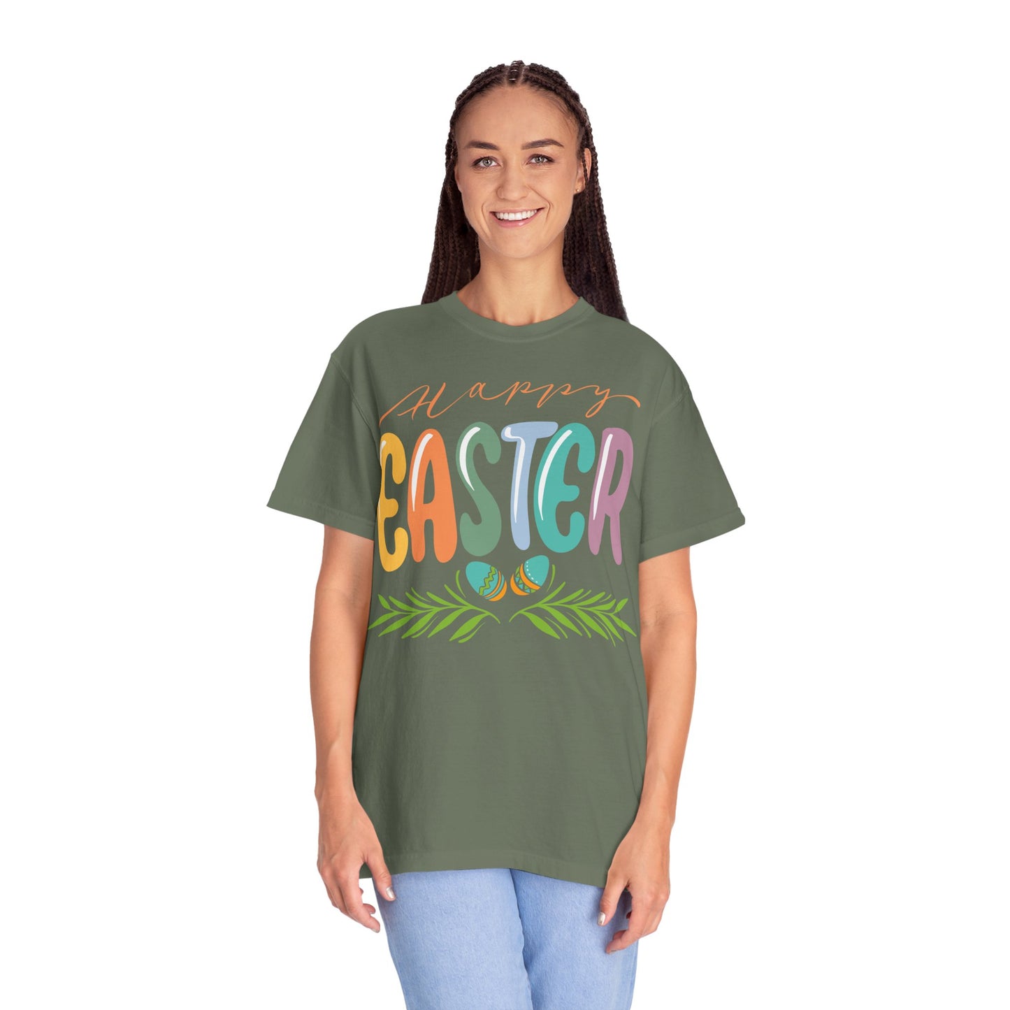 Happy Easter T-Shirt, Tee Shirt with Easter Signature, T Shirt with Easter Prints, Tee Shirt with Easter Design