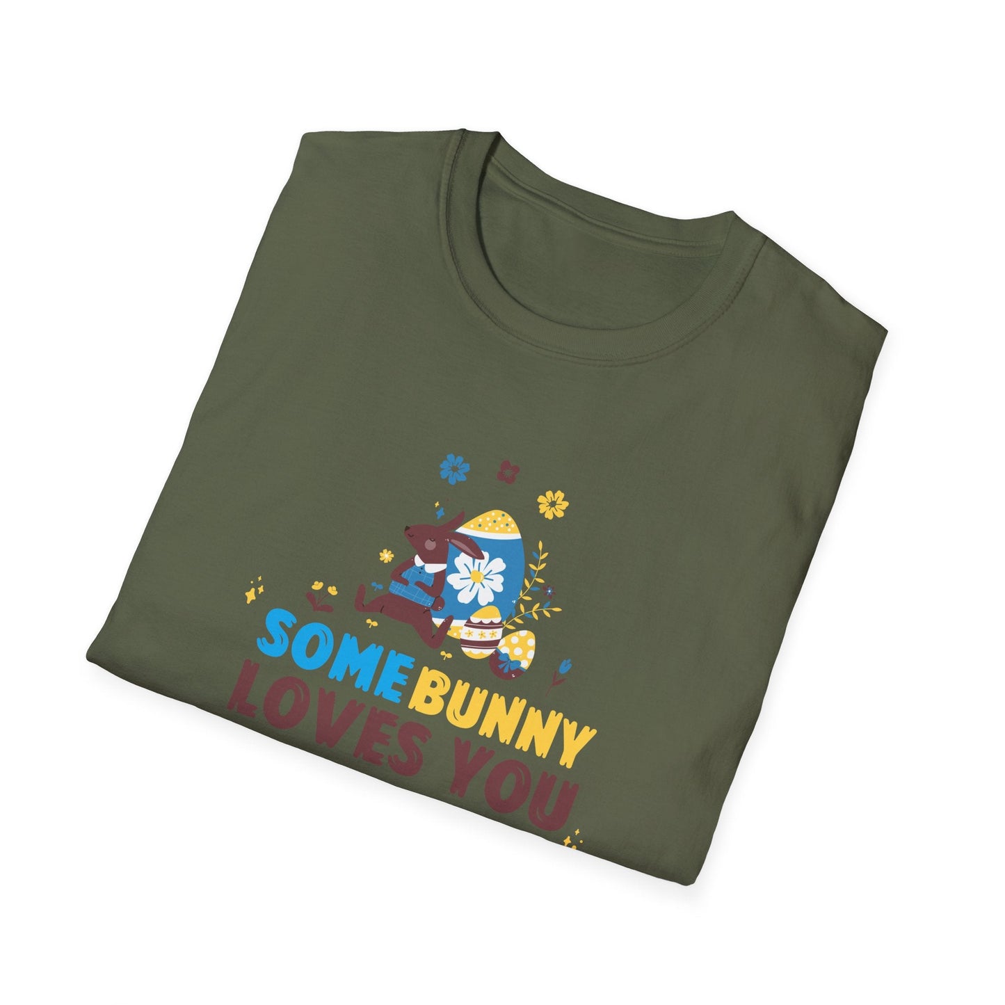 Easter Bunny T Shirt Unisex Gildan Softstyle 64000 Art Design With Easter Prints