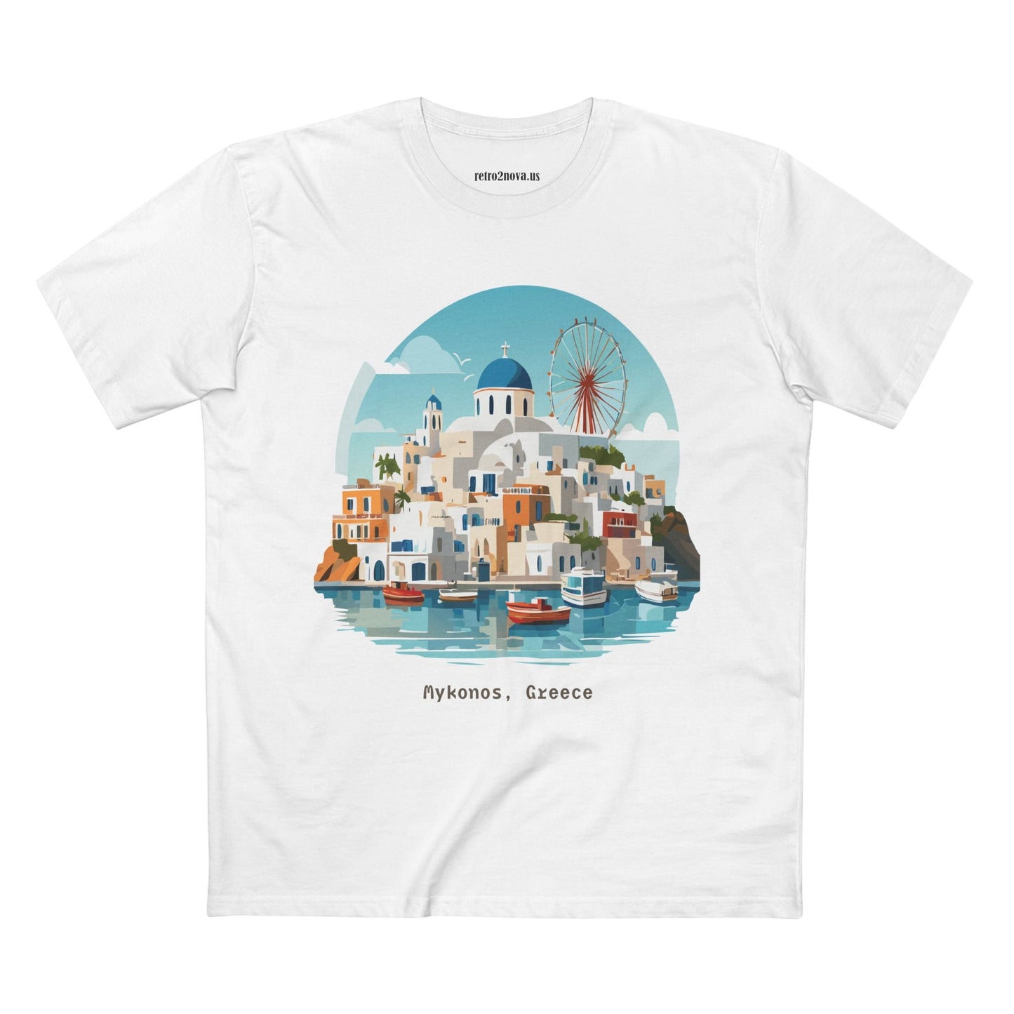 Unisex Greece Travel Shirt With Original Art Design Premium Cotton Tee Retro2Nova