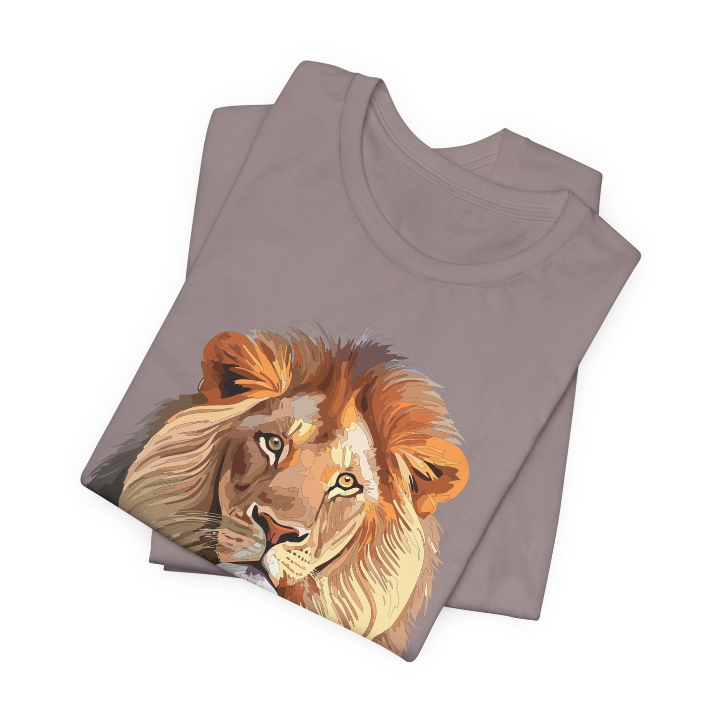 Safari Lion Head Illustration T-Shirt Unisex Cotton Realistic Lion Portrait Tee 3