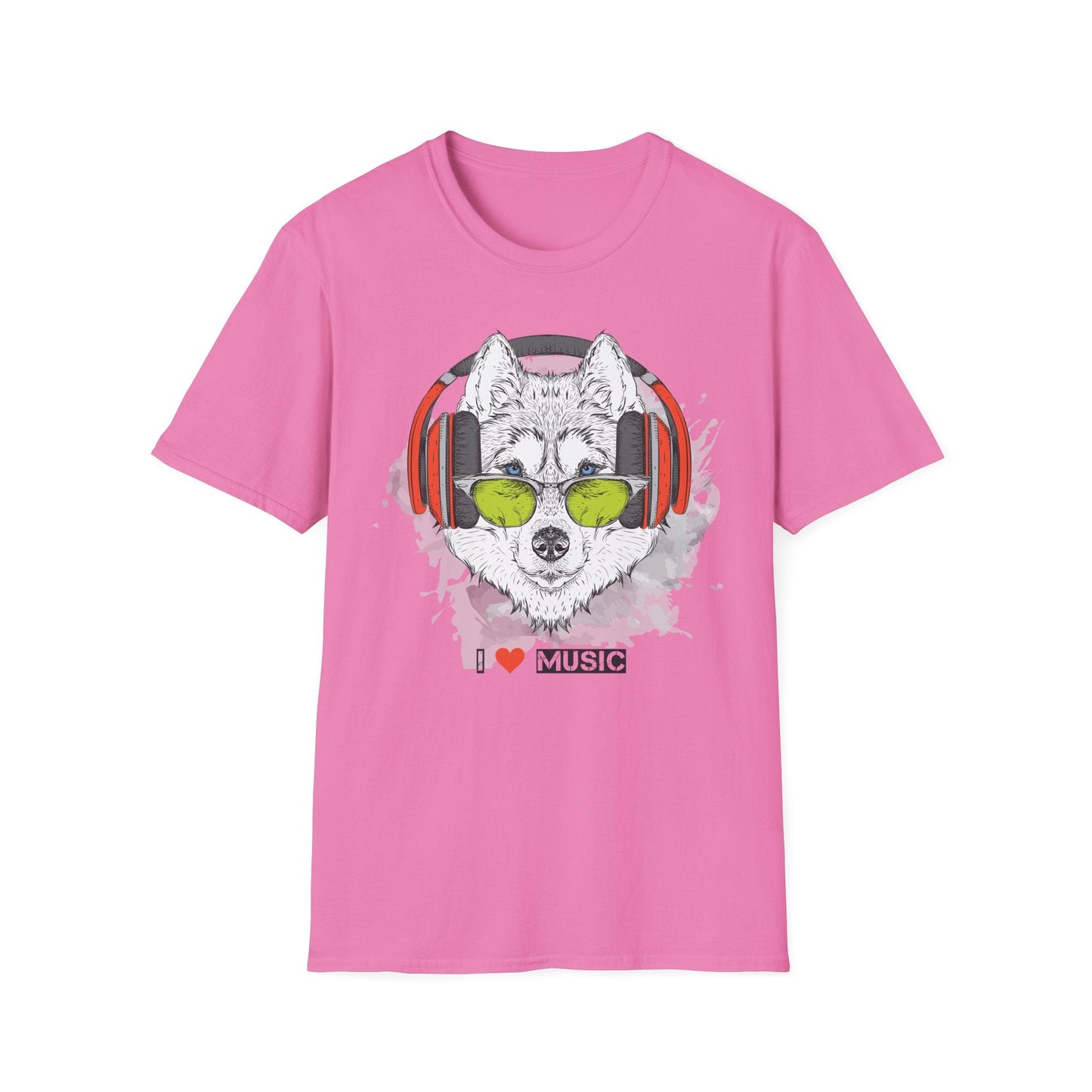 I Love Music Animals Shirt With Headphones Unisex Softstyle Tee Premium Comfort Short Sleeve