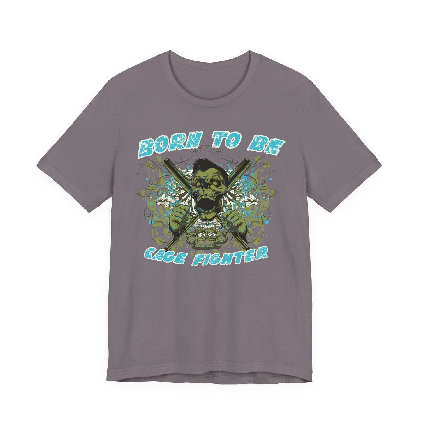 Born To Be Cage Fighter Tee Skull Crossed Knives Graphic T-Shirt