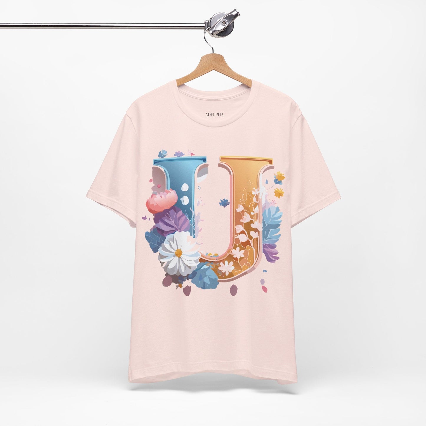Letter U Graphic Tee Unisex Vintage Inspired Artwork Short Sleeve