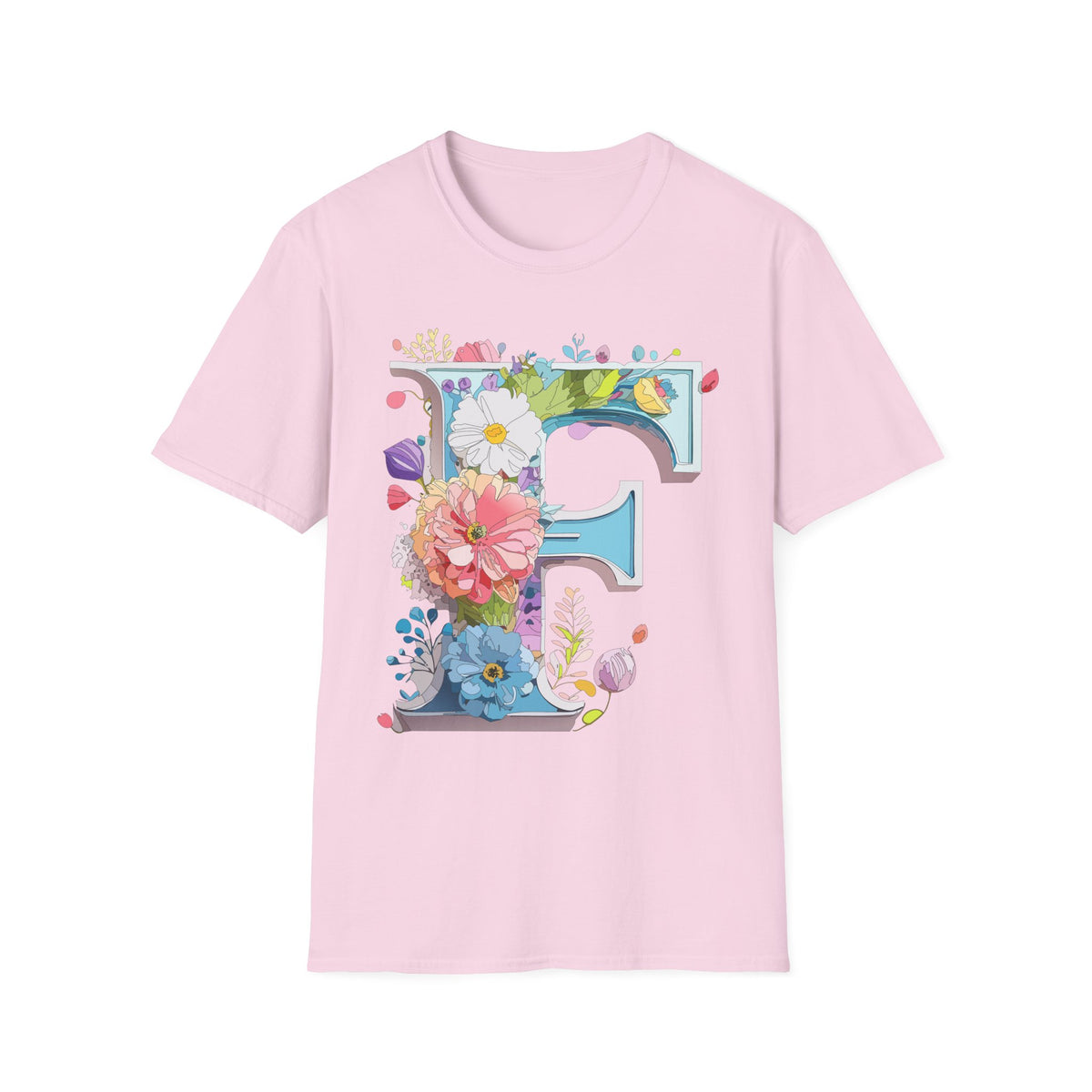 Floral Letter F T-Shirt | Botanical Initial Tee