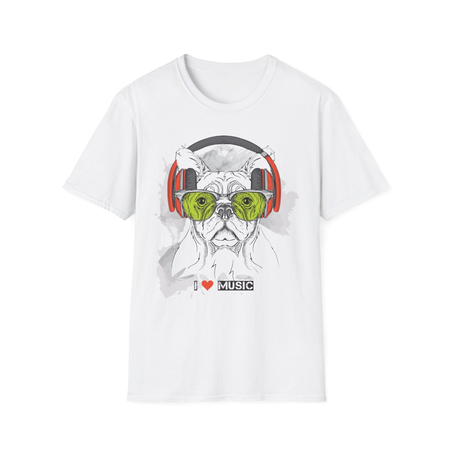 Music Lover French Bulldog T-Shirt Unisex Cotton Short Sleeves I Music Graphic Tee