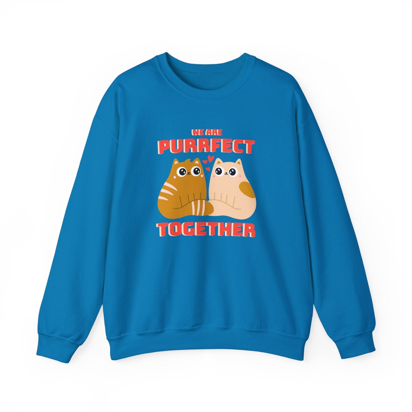 Cat Heart Sweatshirt Unisex 50/50 Cotton-Poly Blend Valentine Gift For Cat Lovers